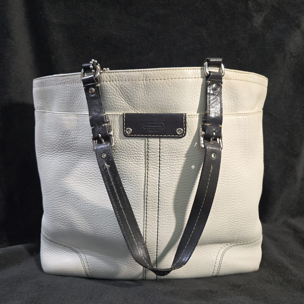 Coach Ivory and Black Tote Bag